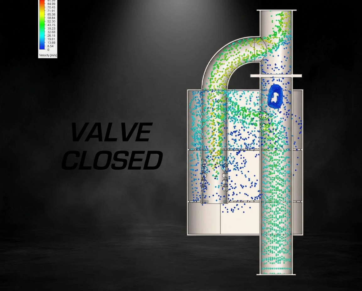 CFD flow simulation of a VLVX valved muffler with the valve closed